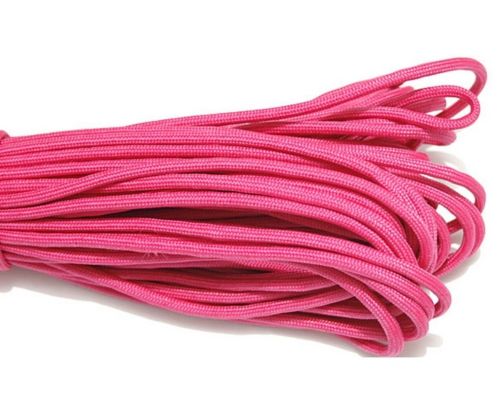 30ft 550lb paracord snor faldskærmssnor med 7 kerne snor reb 4mm dia til camping vandreture udendørs hjem 9.1m solide farver: Rosenrød