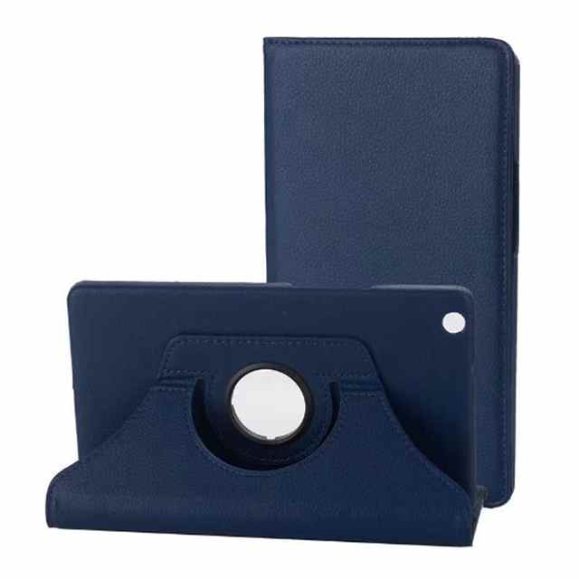 360 Degree Rotating PU Leather Case for Huawei MediaPad M3 Lite 8 CPN-L09/W09 8.0" Tablet Funda Cover Shell+Screen Film+Pen: dark blue