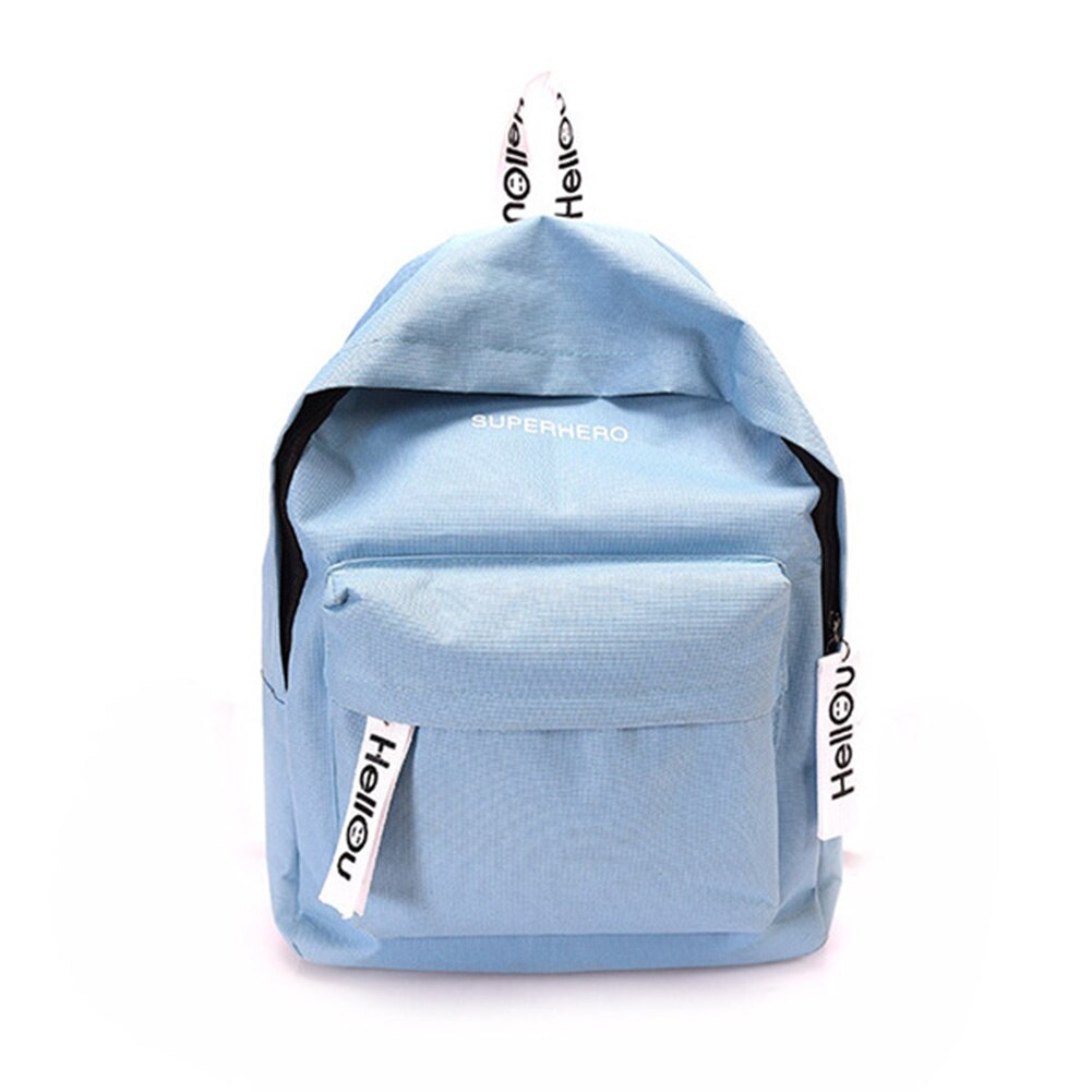 Mulher viagem mochila lona letras zíper mochila senhora mochilas casuais ser88: Azul