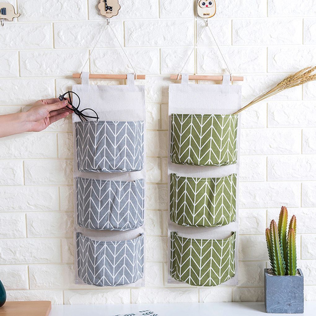 Cool Home-organizador colgante para armario con 3 bolsillos, bolsa de almacenamiento a rayas, para habitación de niños, Puerta del dormitorio, llaves, organizador de teléfono móvil,