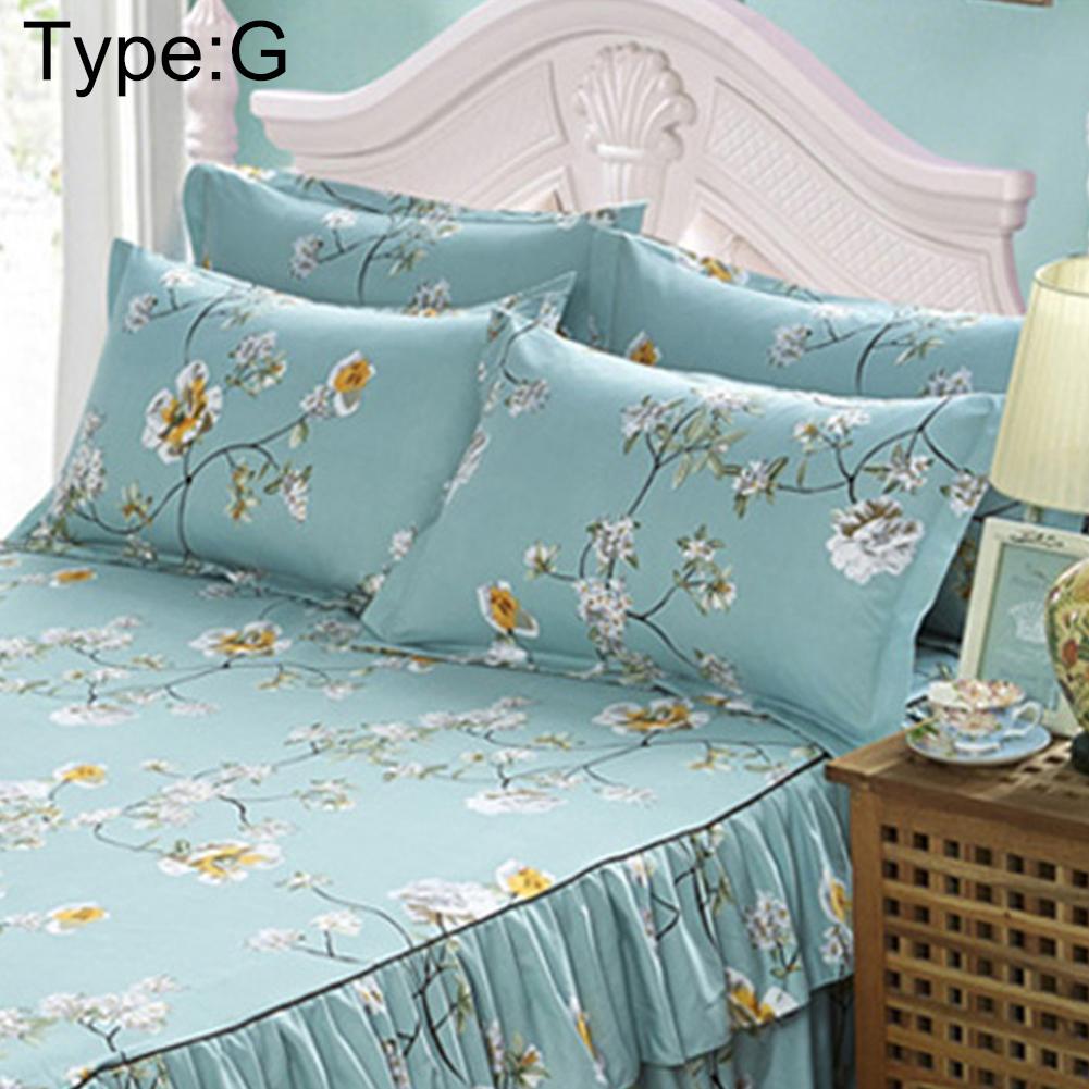 150x200cm Schuren Sprei Queen Bed Cover Verdikte Hoeslaken Enkel Dubbel Bed Stof Ruches: 2 pillowcases G