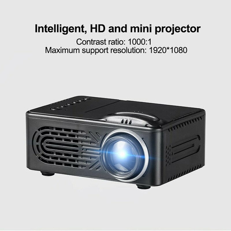 HD Neat Portable Pocket Projector Support 1080P Built-in Stereo Speaker for Home Office DQ