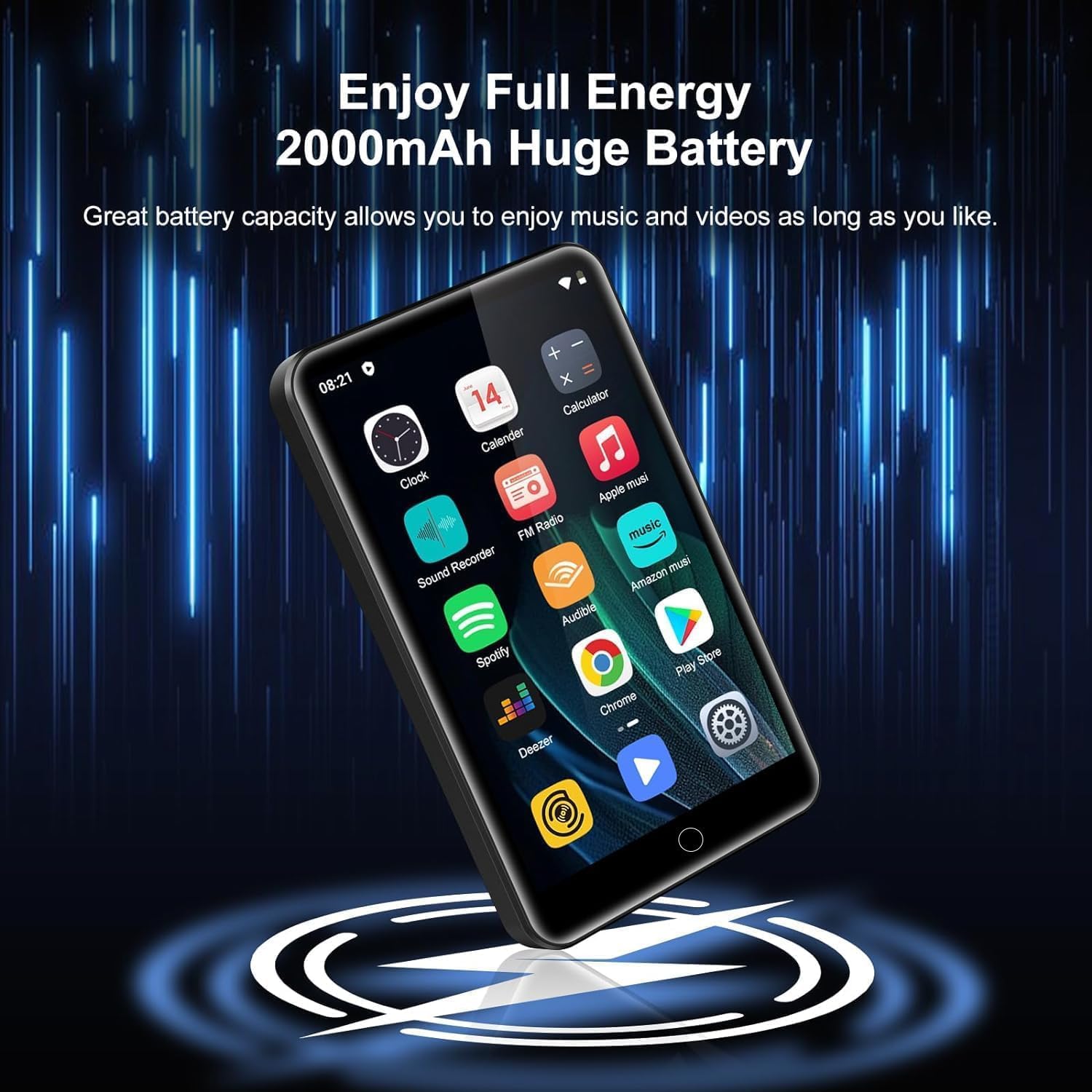 80GB MP3-Player Android 9,0 mit Bluetooth und WLAN, 6,5-Zoll-Touchscreen mit Lautsprechern, FM-Radio, E-Books, Kapazität bis zu 4,0 GB