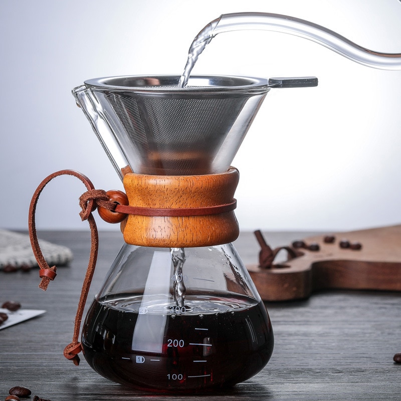 400ml kahvipannua kestävä lasinen kahvinkeitin kahvipannu espressokeitin ruostumattomasta teräksestä valmistetun suodatinpannun kanssa