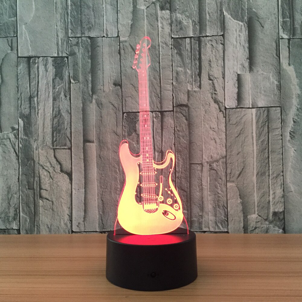 Musique électrique guitare Illusion Lampe LED 7 couleur changeante dégradé bébé enfant dormir veilleuse de noël Lampe 3D