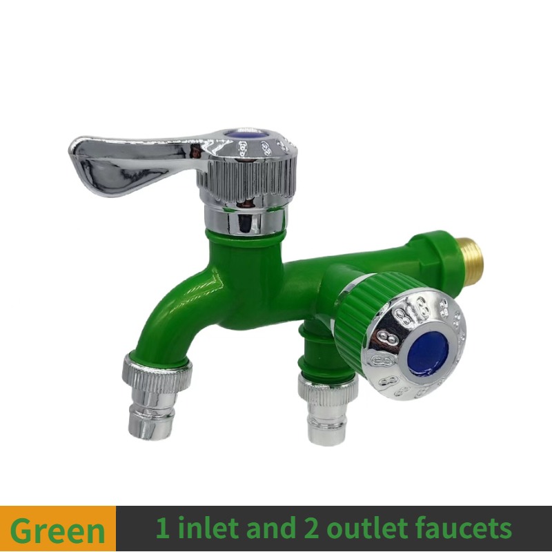 Robinet Double sortie, robinet d'eau à Double contrôle, tuyau de salle de bains domestique, raccord d'irrigation, connecteur en plastique, Interface universelle 1/2 pouces: Rouge