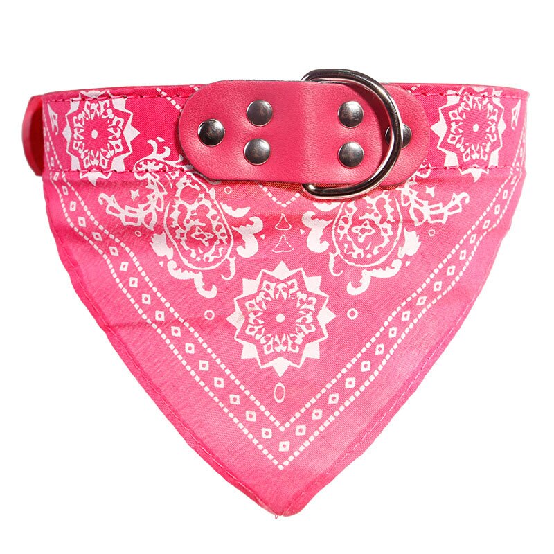Huisdier Bandana Kraag Voor Honden Katten Verstelbare Pu Lederen Driehoekige Slabbetjes Sjaal Kraag Met Paisley Patroon Voor Puppy Accessoires: Rose red / L