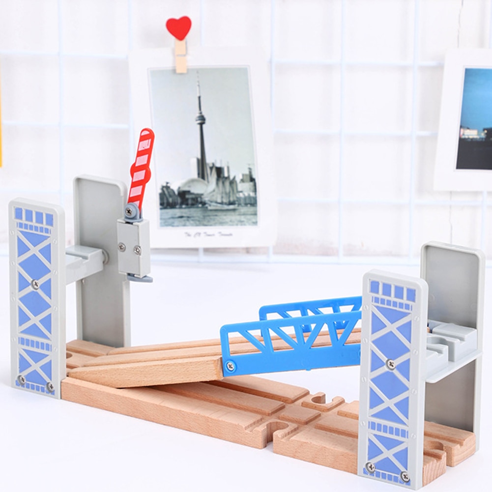 Wooden Double Deck Bridge Overpass Toy DIY Train Tracks Railway Scene Accessory