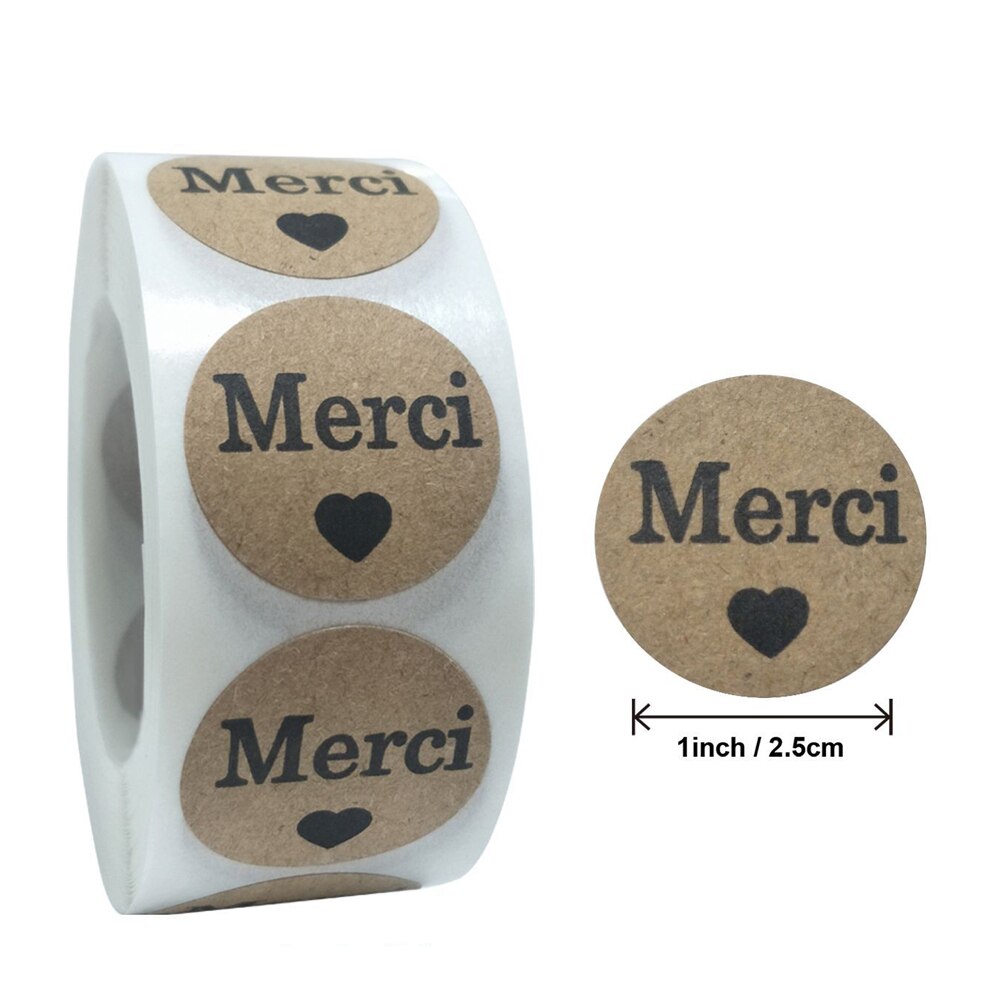 Merci fransk tak forseglingsetiketter klistermærker selvklæbende bryllupsfest kort boks pakke etiket forsegling håndlavet klistermærke