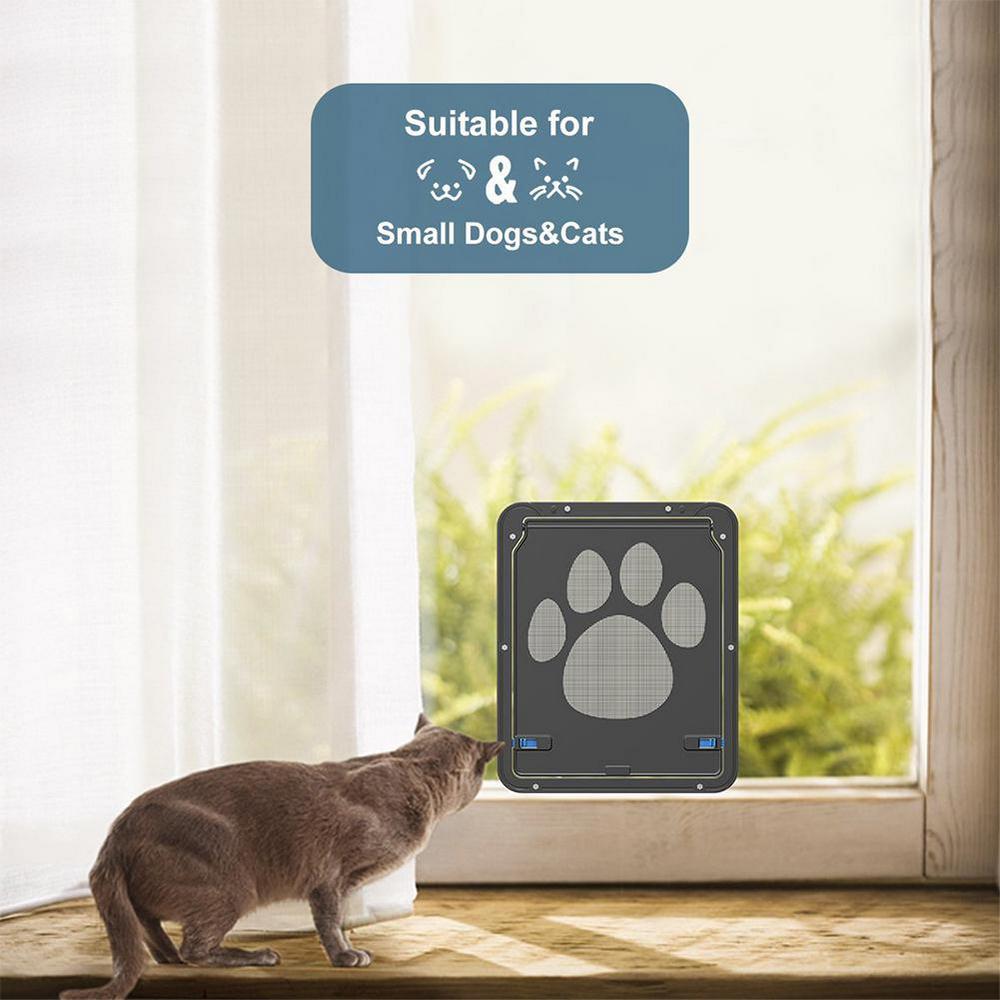 Pet Door Safe 24.7cm Magnetic Screen Door Lockable for Pets Freely Pretty Pattern Dogs Cats Window Gate Easy Install