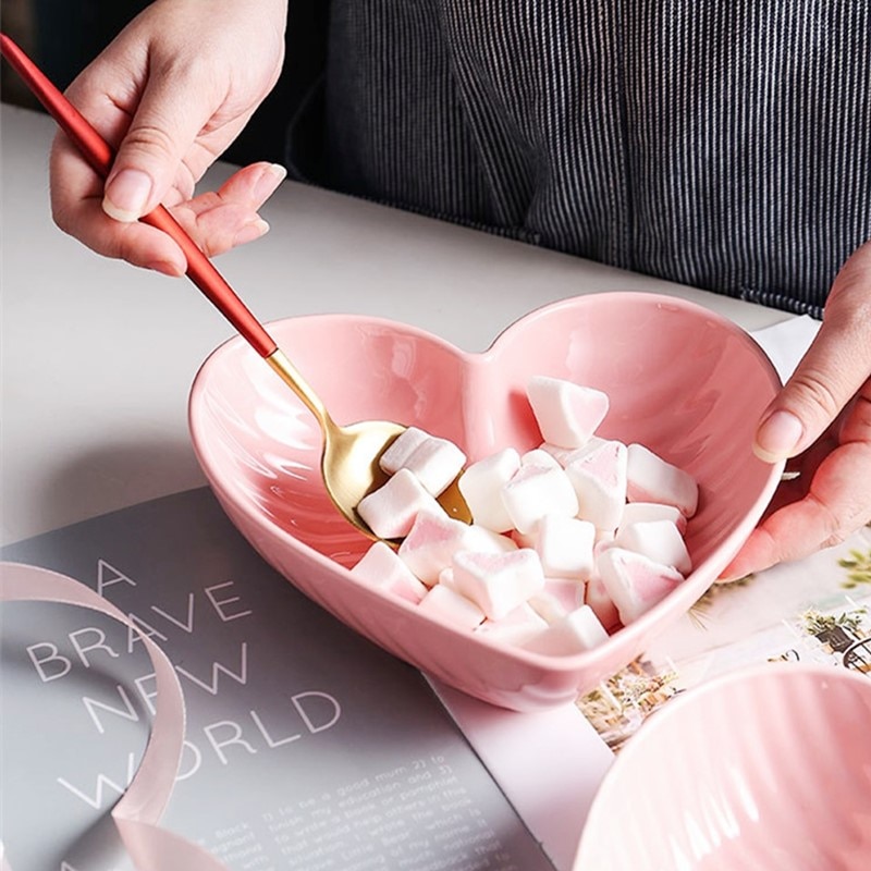 Jo life hjerteform skål valentinsdag romantisk keramisk dessert salat fad køkken ovn bordservice kage mad skål