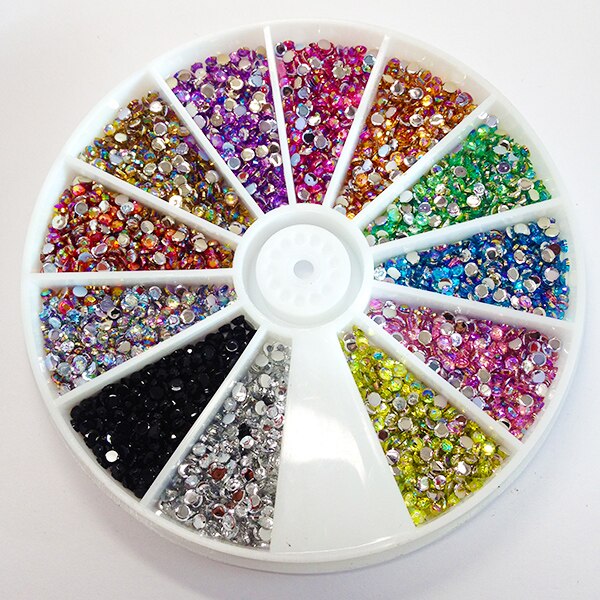 Glitter Decoratie Materiaal Gemengde Kleuren 3d Nail Art Metal Crystal Nail Diamond Strass Set: Acrylic rhinestones