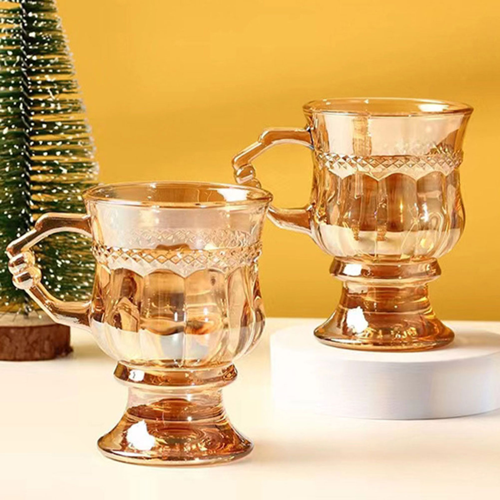 Tall Coffee Glass Mugs Heat Resistant Decorative Cup For Tea Coffee