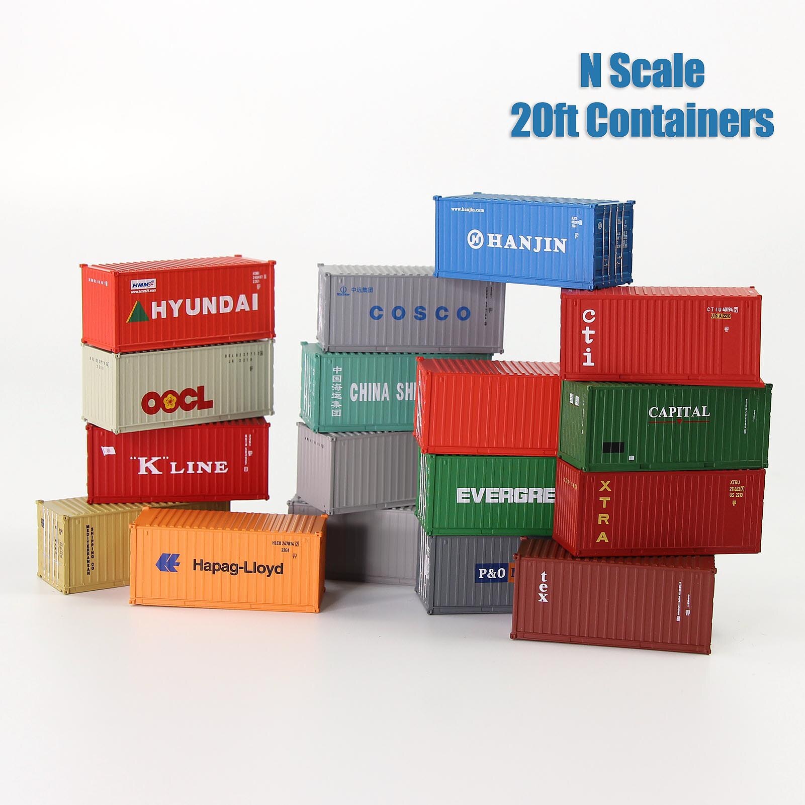 C15007 3pcs Model Trains Freight Car N Scale 20&#39; Container 1:160 20ft Container Cargo Box