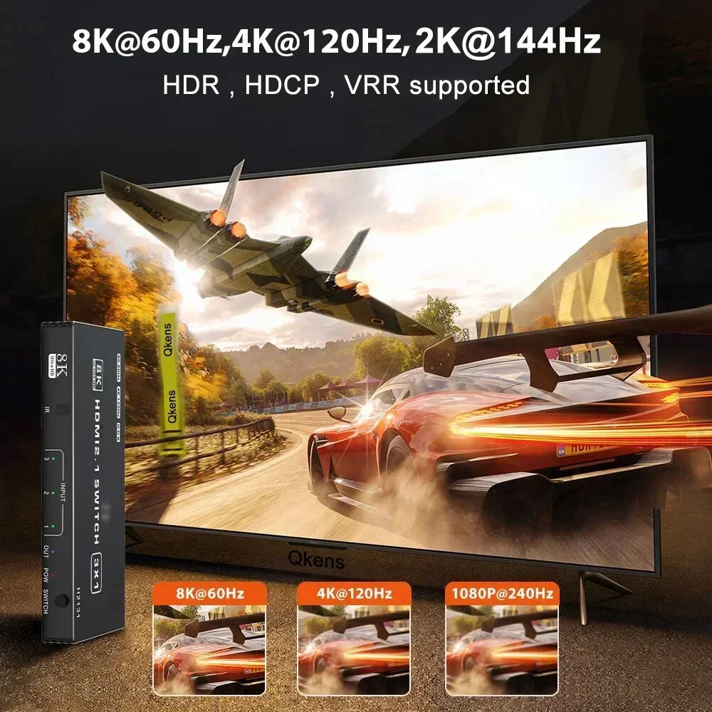 8K 60Hz HDMI 2.1 Switch Splitter 3 4 5 Poort 3x1 4x1 5x1 HDMI Switcher Video Converter 4K 120Hz Ondersteuning CEC 48gbps HDR IR Afstandsbediening