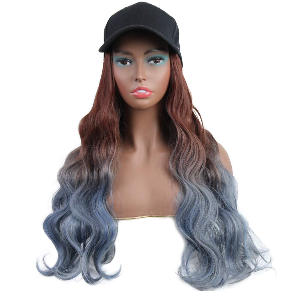 ONYX-peluca con gorro de béisbol para mujer, peluca de cabello de 22 ", gorra sintética ondulada, extensión de cabello, conexión natural, ajustable, para