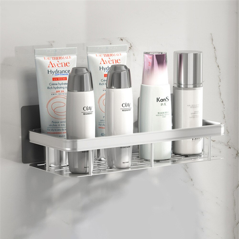 Bathroom Shelves Punch-free Triangle Corner Shelf Shower Storage Rack Holder Toilet Organizer Kitchen shelf Bathroom Accessories: Upgrade Silver