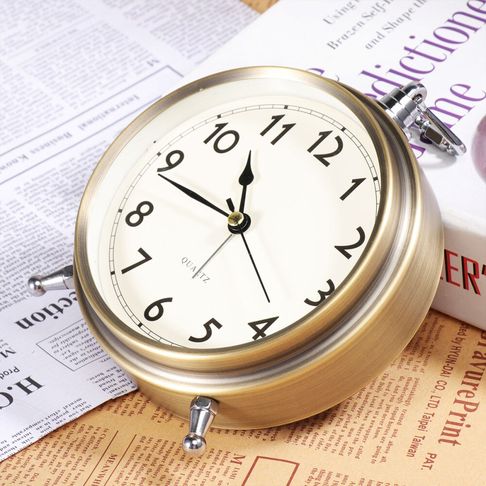 Metal Alarm Clock Roman Numerals Table Bedside Silent Alarm Clock Sweep Seconds Alarm Clock