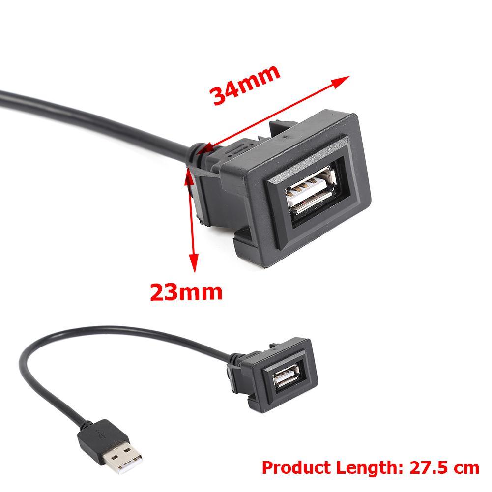 Car Dashboard Flush Mount USB 2.0 Port Panel Male to Female Plastic Extension Cable Adapter for Toyota Hilux Vigo Fortuner 04-12: B