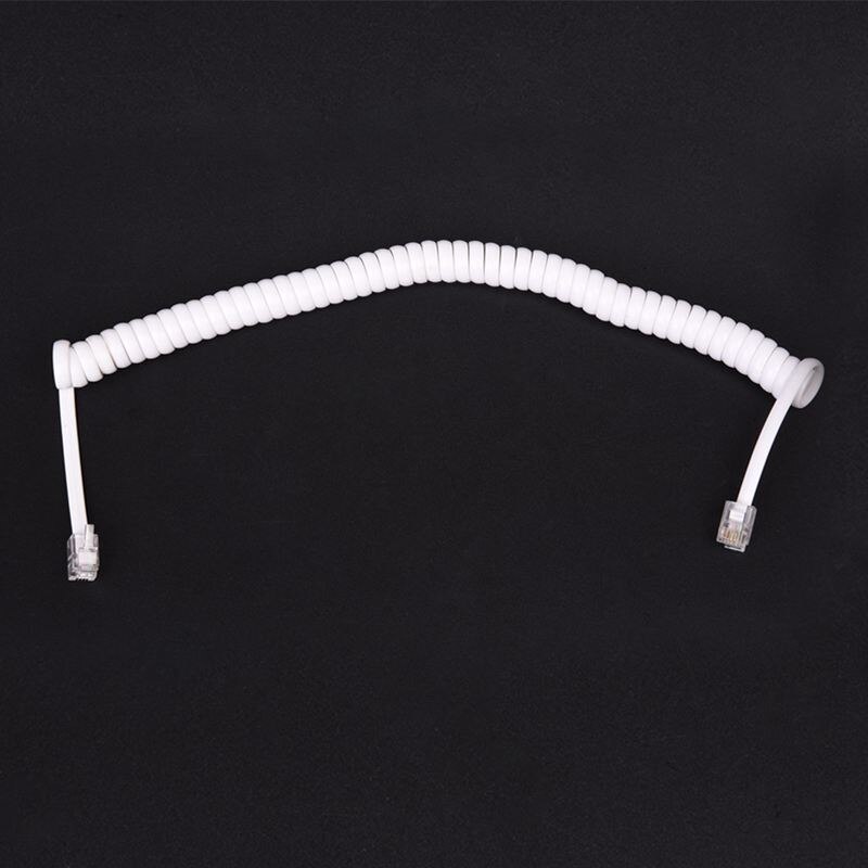 1.5M 4.9Ft White Stretchy RJ9 4P4C Handset Telephone Coiled Cable Cord