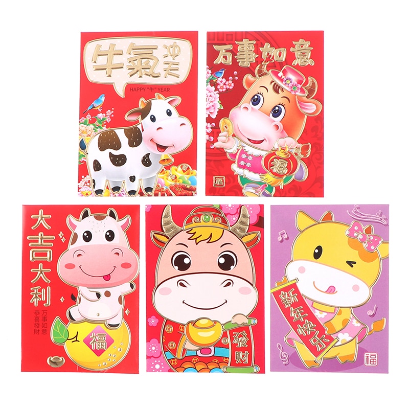 6 Stuks Chinese Rode Envelop Creatieve Hongbao Jaar Lente Festival Verjaardag Trouwen Rode Envelop