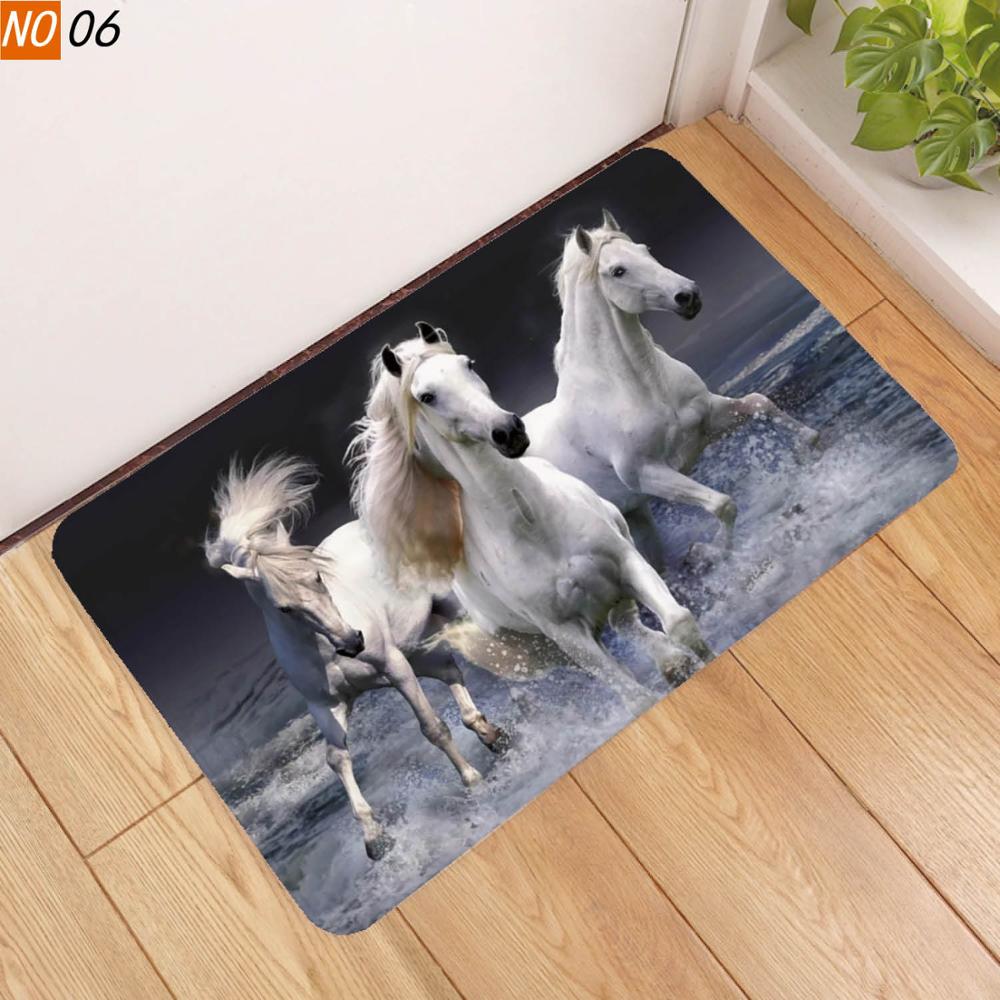 Sholisa anti-dérapant salle de bain tapis tapis sol tapis de bain 3D imprimé cheval Absorption d'eau salon toilette porte: Rouge / 50x80CM