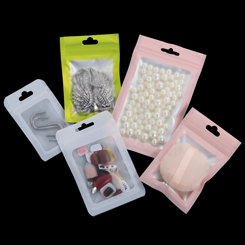 20 Stks/pak Self Seal Matte Zip Lock Plastic Zak Kleine Waterdichte Rits Hersluitbare Opbergtas Aluminiumfolie Hologram Voedsel Pouch