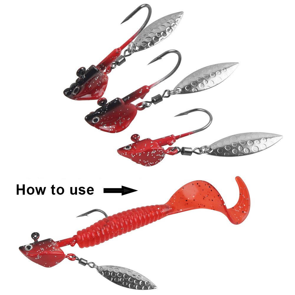 16 st bly jigg huvud fiske krokar trolling spinner blad mask bete jigg krok 3d fisk ögon öring bas fiske rig 7g 10g 12g