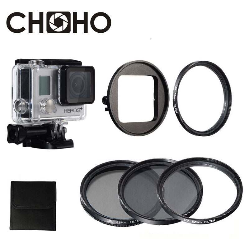 Voor Go Pro waterdichte case Duiken Filter protector 52mm Circulaire Polarisator CPL UV ND4 Dive Filtors Voor Gopro 4 3 + accessoires: Case And Filters