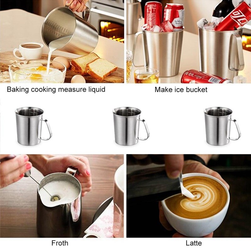 Stainless Steel Measuring Cup With Scale Milk Tea Mug Kitchen Baking Tea Large Capacity Measuring Cup