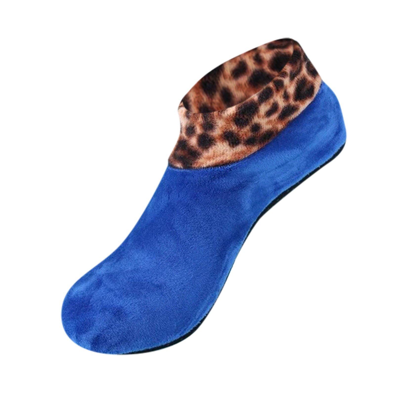 Donna uomo inverno caldo stampa leopardo addensare calzini termici lana Cashmere antiscivolo calzino per la casa stivali morbidi calzini per dormire al pavimento: Blu