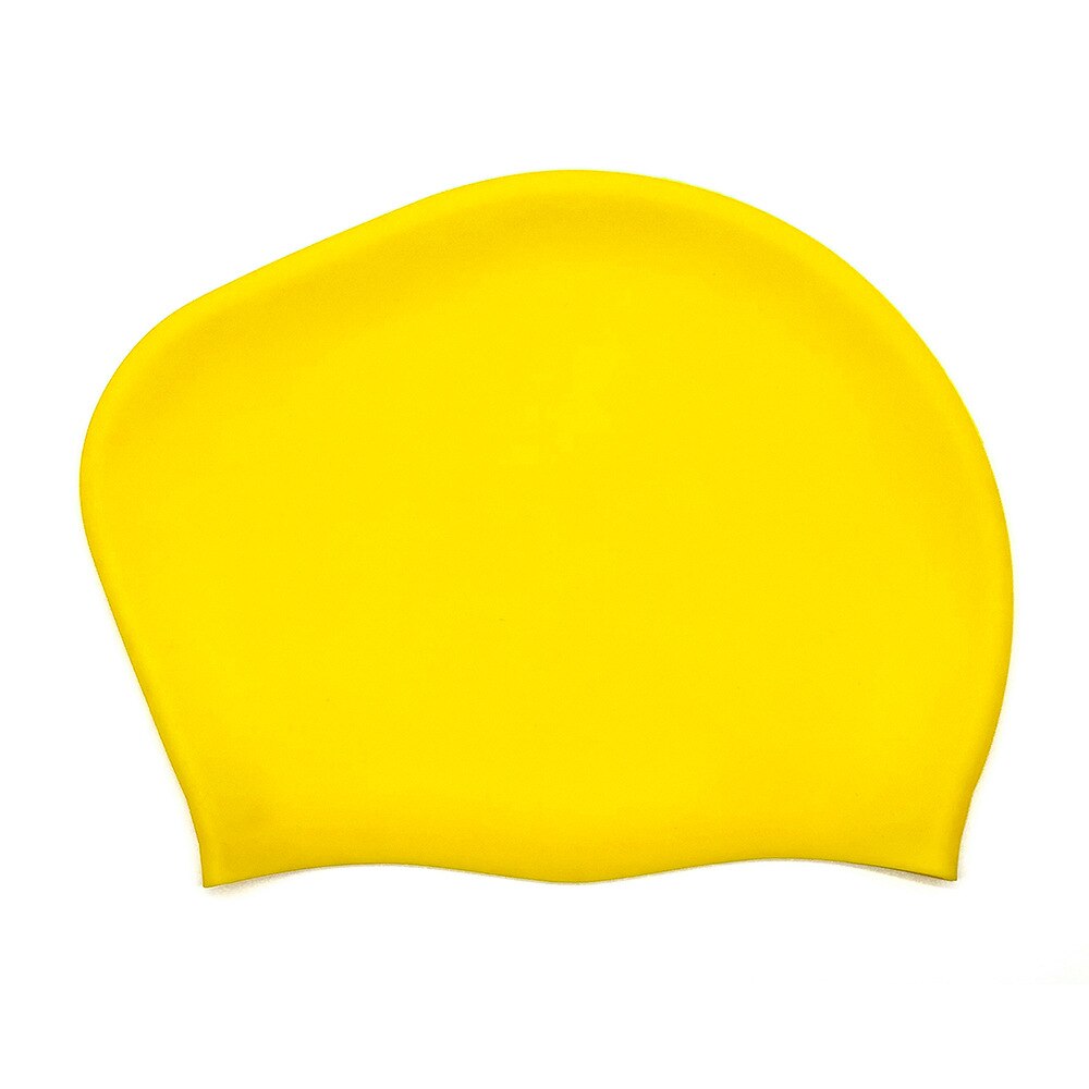 1pc Women Swimming Caps Silicone Gel Ear Protection Long Hair Waterproof Swim Caps for Women Men Swimming Diving Hat Cover: Yellow
