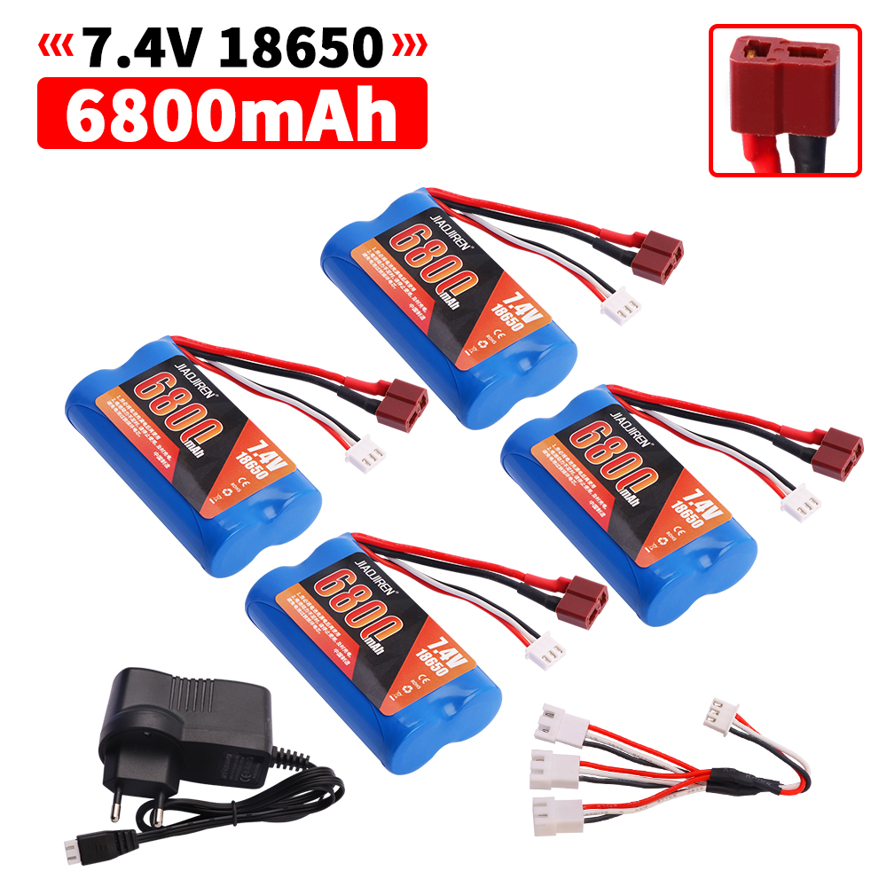 7.4v 6800 mah 18650 lipo-akkua  q46 wltoy 10428 12428/12423 x9115 144001 rc auton varaosille 7.4v suurikapasiteettista akkua