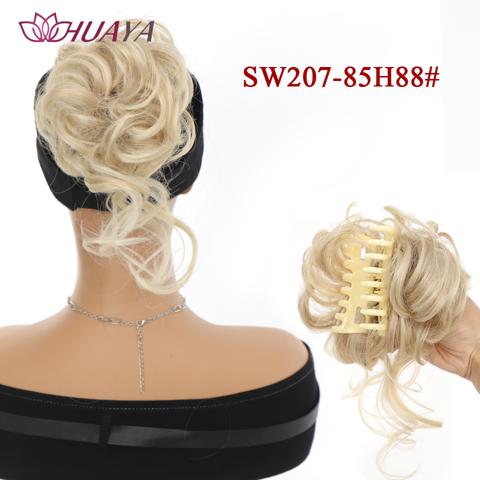 Moño de pelo sintético para mujer, moño desordenado, extensiones de cabello Updo despejadas con Clip de garra, horquillas rizadas, negro y marrón: 1B/30HL