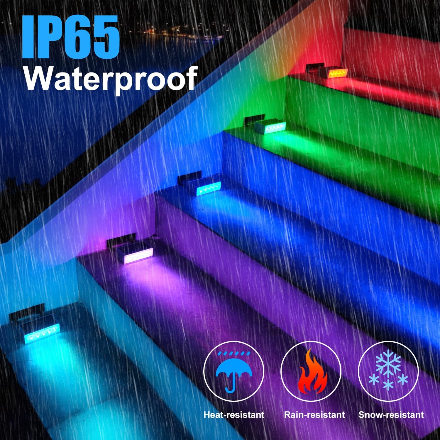 Lampy Solarne RGB na Schody - 4/6 szt. - Wodoodporne IP55 - Dekoracja Ogrodu, Tarasu, Ścieżki