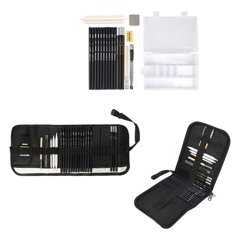 Sketch Drawing Pencil Charcoal Sketch Tool Brush Set Student With Rubber Art Brush Set