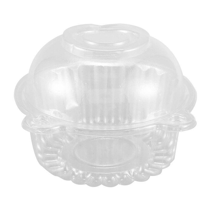 50 X Enkele Plastic Clear Cupcake Houder/Cake Container Dome Muffin Carrier