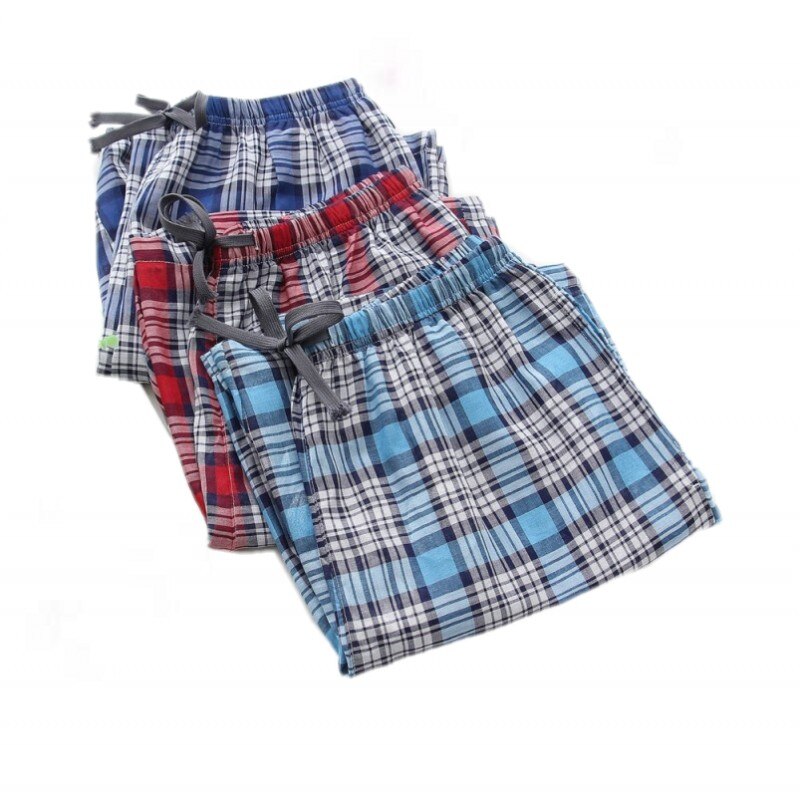 2022 sommer herre 100%  bomullssøvnbukser herre strandshorts menn fritidsrutete natttøy halvbukser badeshorts m-xxl 2 stk/lott