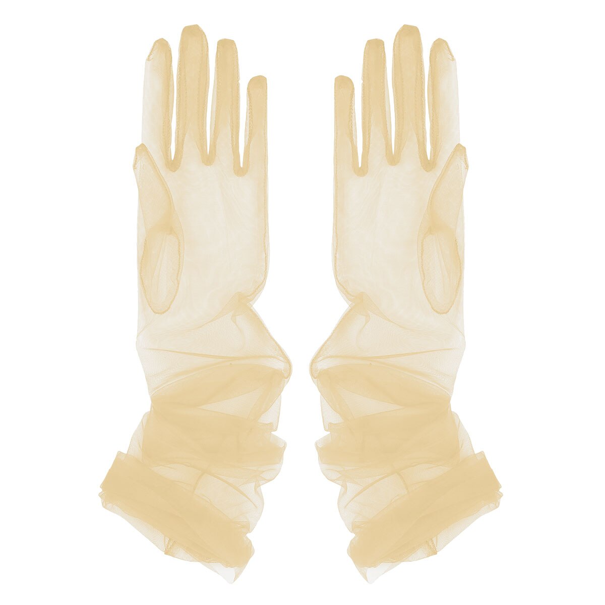 Elegantes guantes largos de tul transparente para mujer, guantes largos sexis de dedo completo para boda y , accesorios para damas de fotografía: Champagne