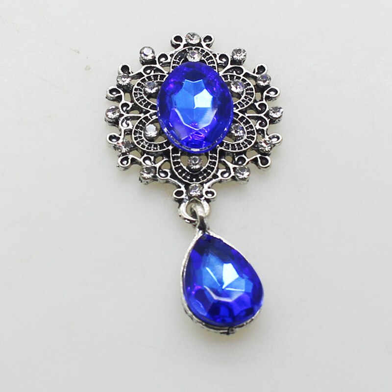 Retro Silver Rhinestone Vlakke Achterkant Broche 46*25Mm 10 Stks/partij Geweven Kleding Accessoires Bruiloft Decoratie Productie: 9