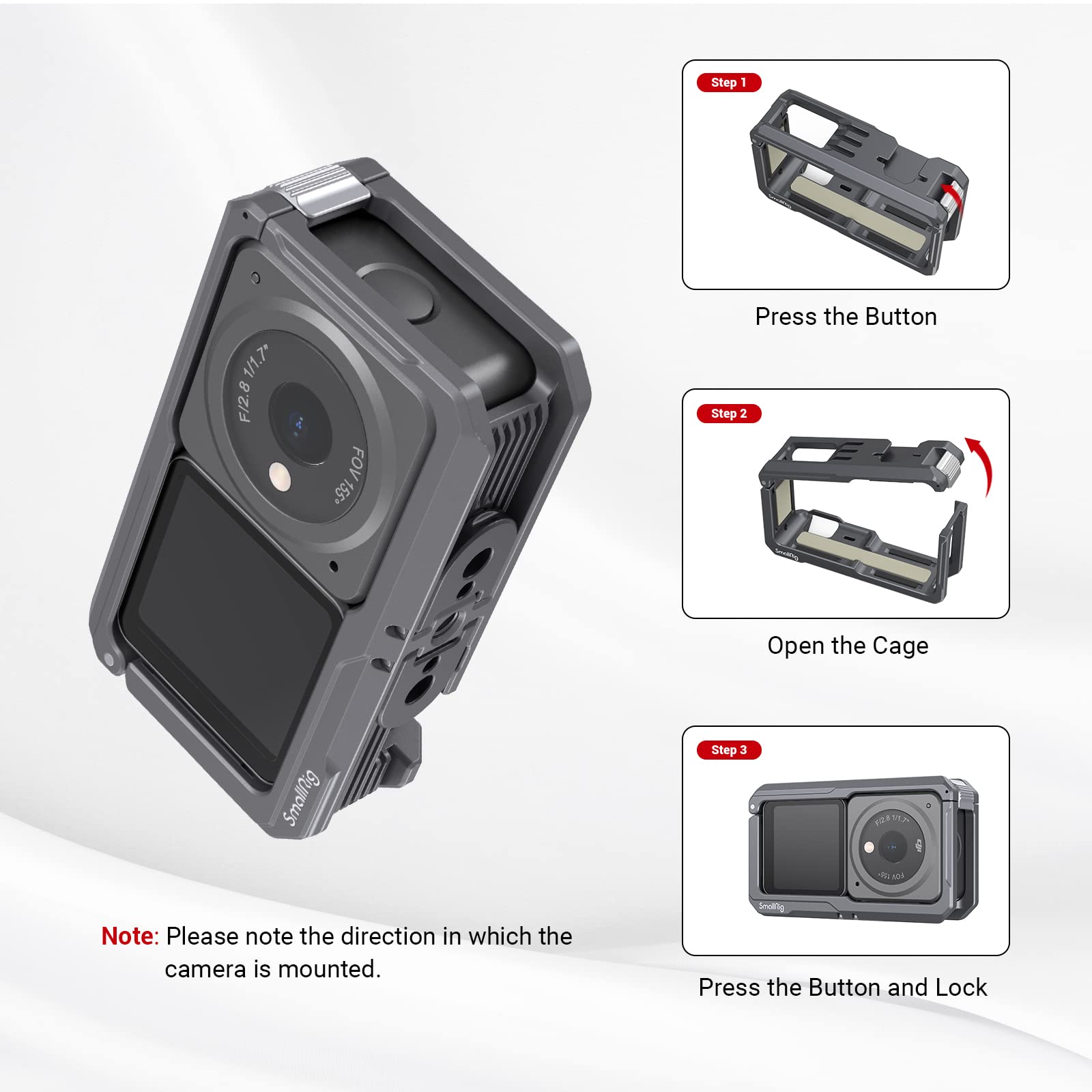 SmallRig Camera Cage for DJI Action 2 Full Cage With Cold Shoe for Tripod Microphones LED Lights Camera Accessories 3661