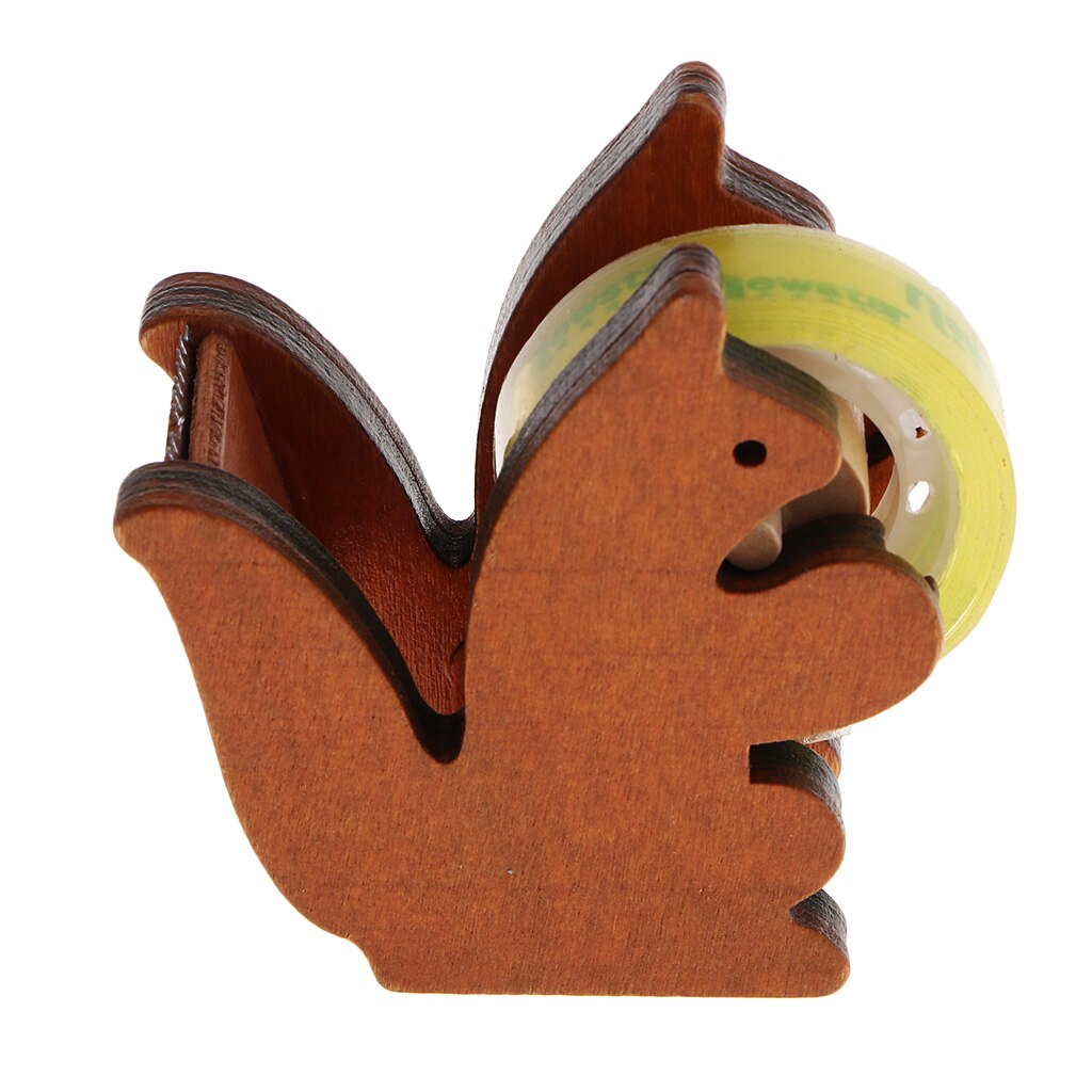 Træ egern tape dispenser scrapbog / album malertapeskærer kontorklæbende tape holder miljøvenlig