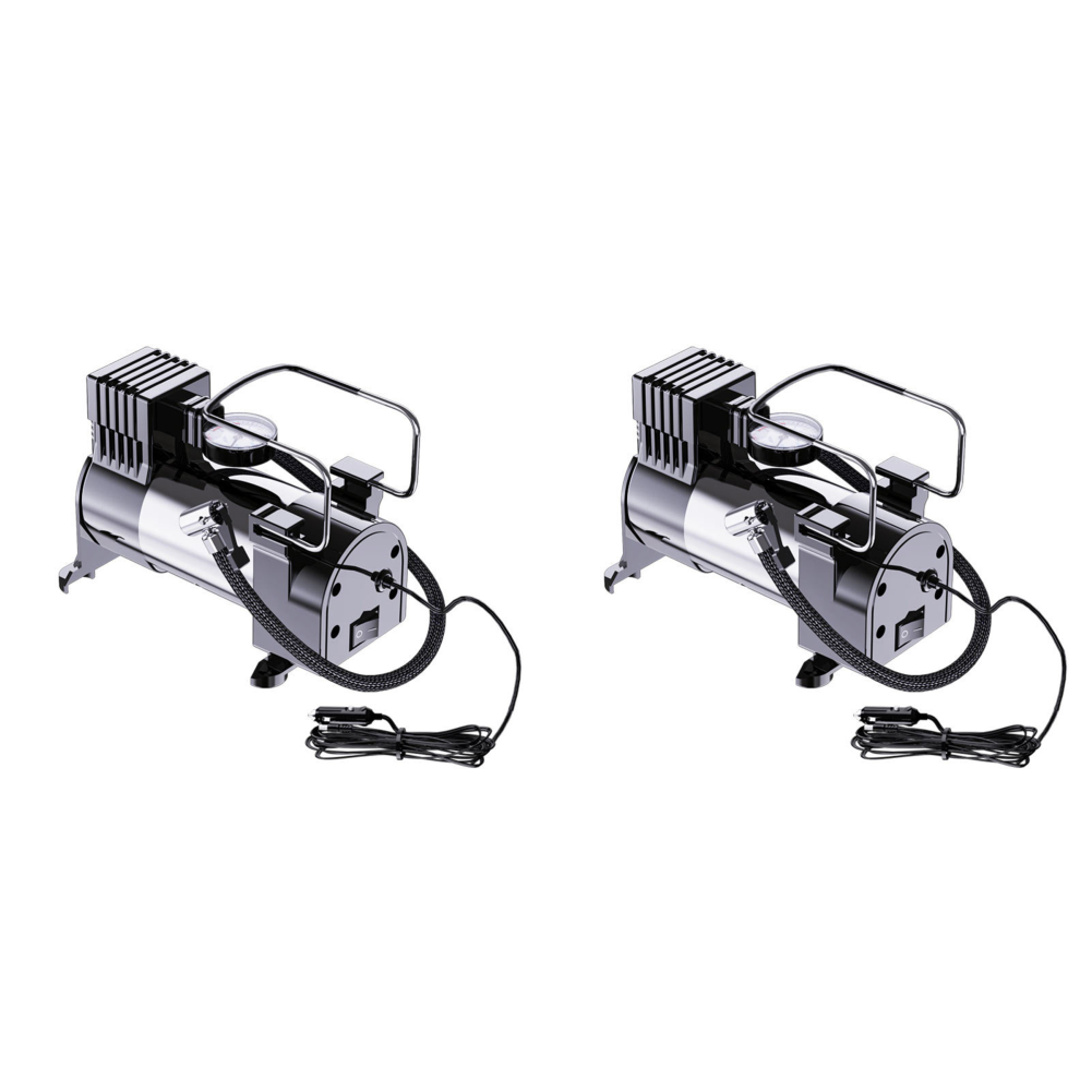 12V Portable Air Compressor with Pressure Gauge Car Tire Pump Cylinder Power System Mini Air Compressor Heavy Duty Tire Inflator: black