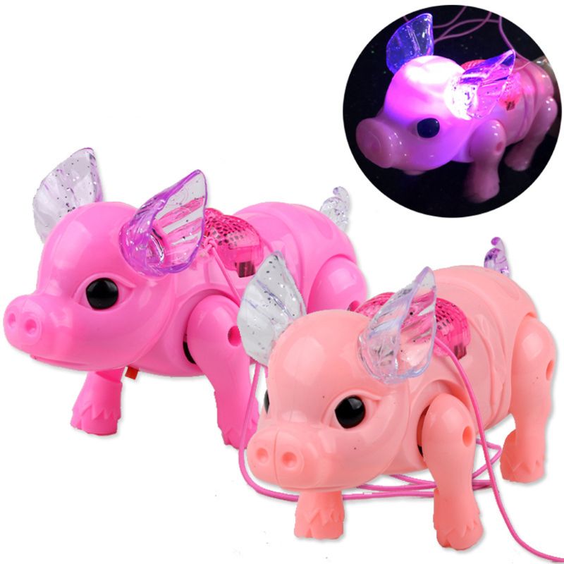 1PC Cute Dreamy Pig Pet With LED Light Walk Music Electronic Pets Robot Toys For Kids Boys Girls Flashing Baby Luminous Toy