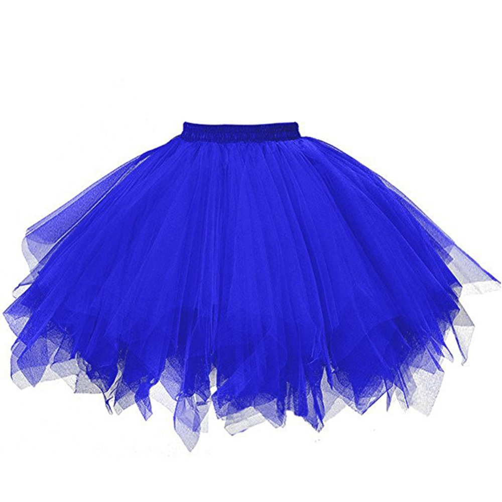 Short Petticoat Tulle Skirts Womens Elastic Stretchy Layers Summer Adult Tutu Skirt Swing Rockabilly Underskirt: Royal Blue