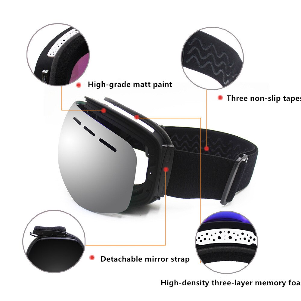 Ski Goggles PRO - Frameless Spherical Ski Glasses Double Anti-Fog And Windproof Goggles Adult Men And Women Mountaineering Ski