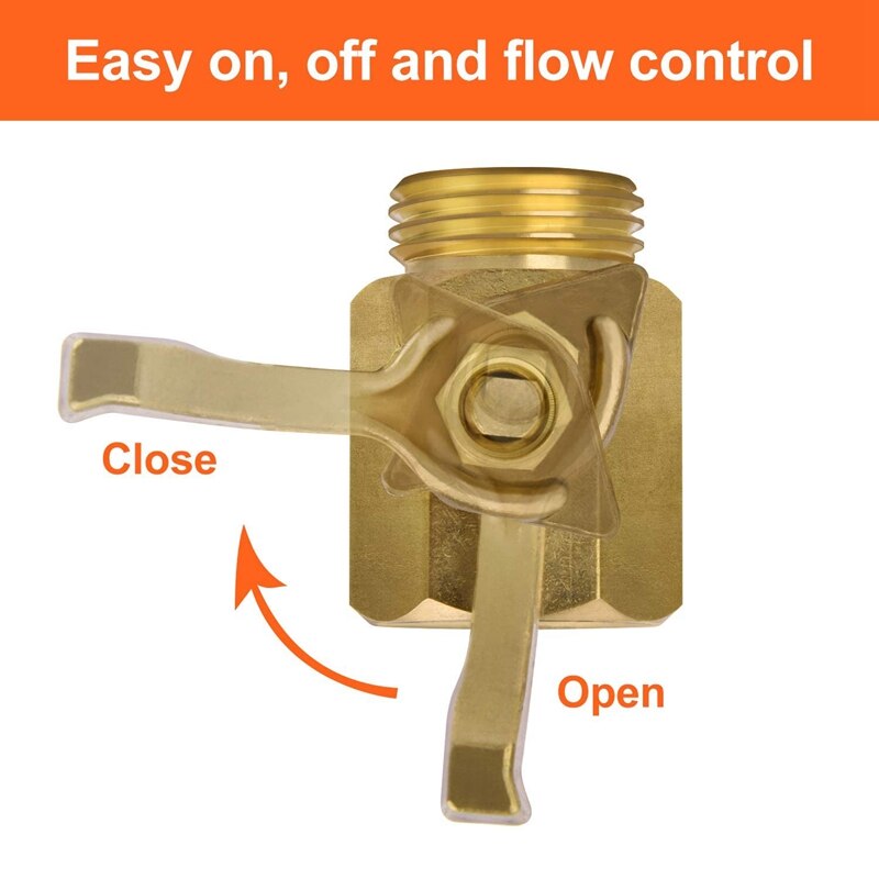 Hose Shut Off Valve, 3/4 Inch Brass Garden Hose Shut Off Valve Faucet Heavy Duty Water Flow Control Hose Connector