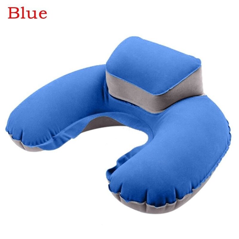 Opblaasbaar Nekkussen Voor Reizen Thuis Sleep Relax Gereedschap Pvc Zacht Air U Vorm Gezondheid Kussen Slaap Hoofd Kussen Praktische massage: Blue