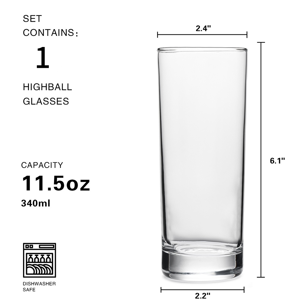 WOTOR 1/2/6PCS Glass Cup Clean Tumbler Drinkware Transparent Tea Juice Milk Coffee Mug Home Water Glasses Straight Beer Mug: black
