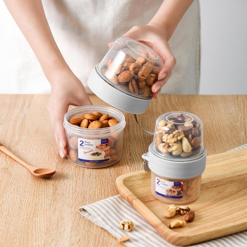 Double Layer Food Storage Box Nuts Cookie Sealed Jars Dry Wet Separation Sealed Cans for Snacks Fruits Salad Food Container Box